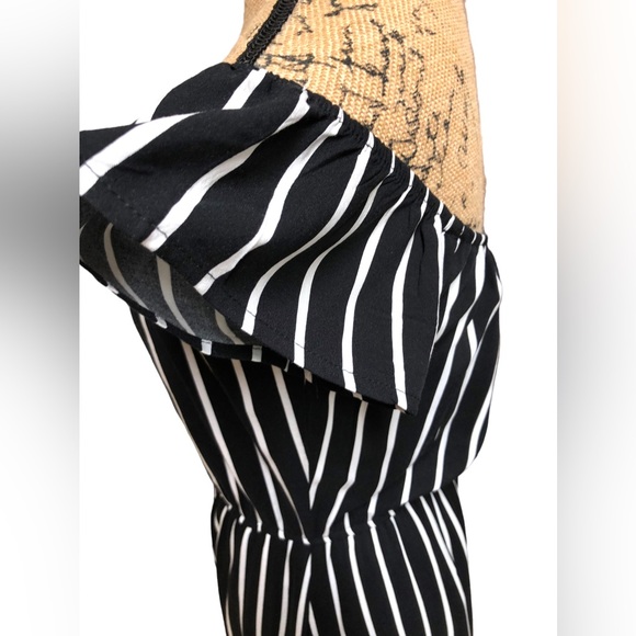 Maxi/Romper (built in) B&W Striped High Low Romper/Dress Euc! - Picture 7 of 16